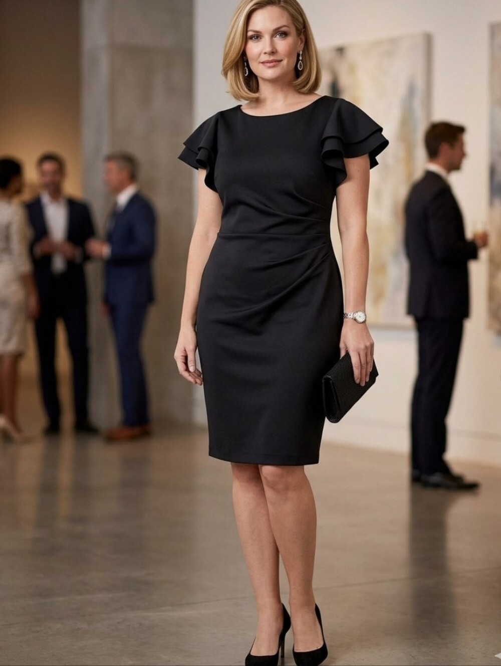 Jessica Howard Black Layered Butterfly-Sleeve Scuba Sheath Dress Size 10 NWT